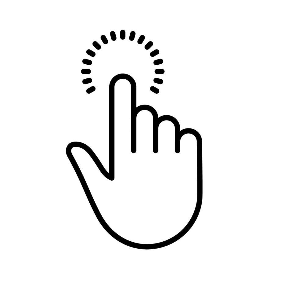 el gesto del ratón de la computadora. icono de línea negra del dedo puntero. pictograma lineal de la mano del cursor. haga clic en presione toque dos veces toque el símbolo de contorno del punto de deslizamiento. trazo editable. ilustración vectorial aislada. vector