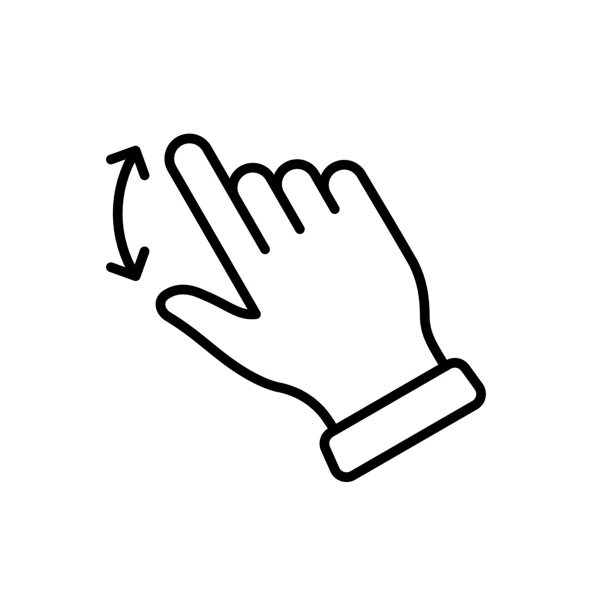 Hand Finger Swipe and Drag Up and Down Line Icon. Pinch Screen, Rotate on Screen Linear