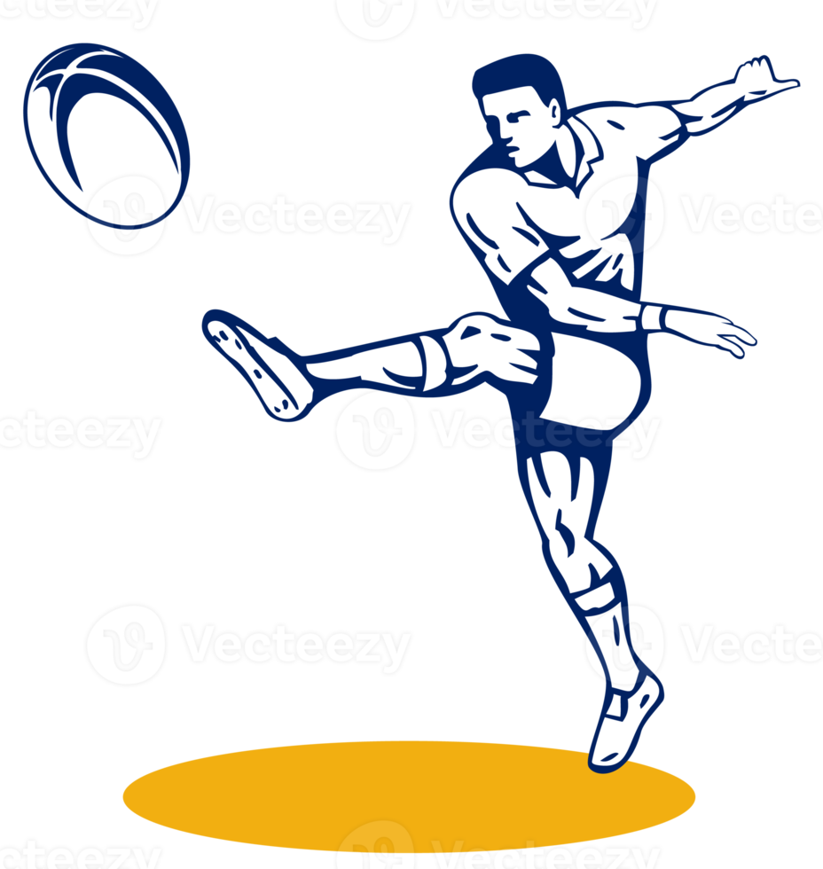 Rugby giocatore calciando disegno png