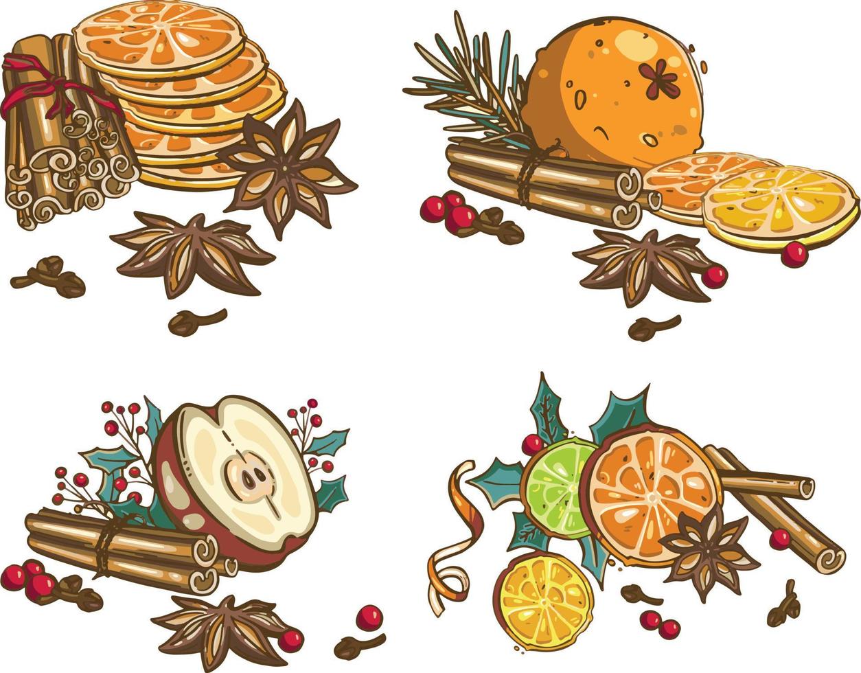 adornos decorativos navideños, set. cono de abeto vector