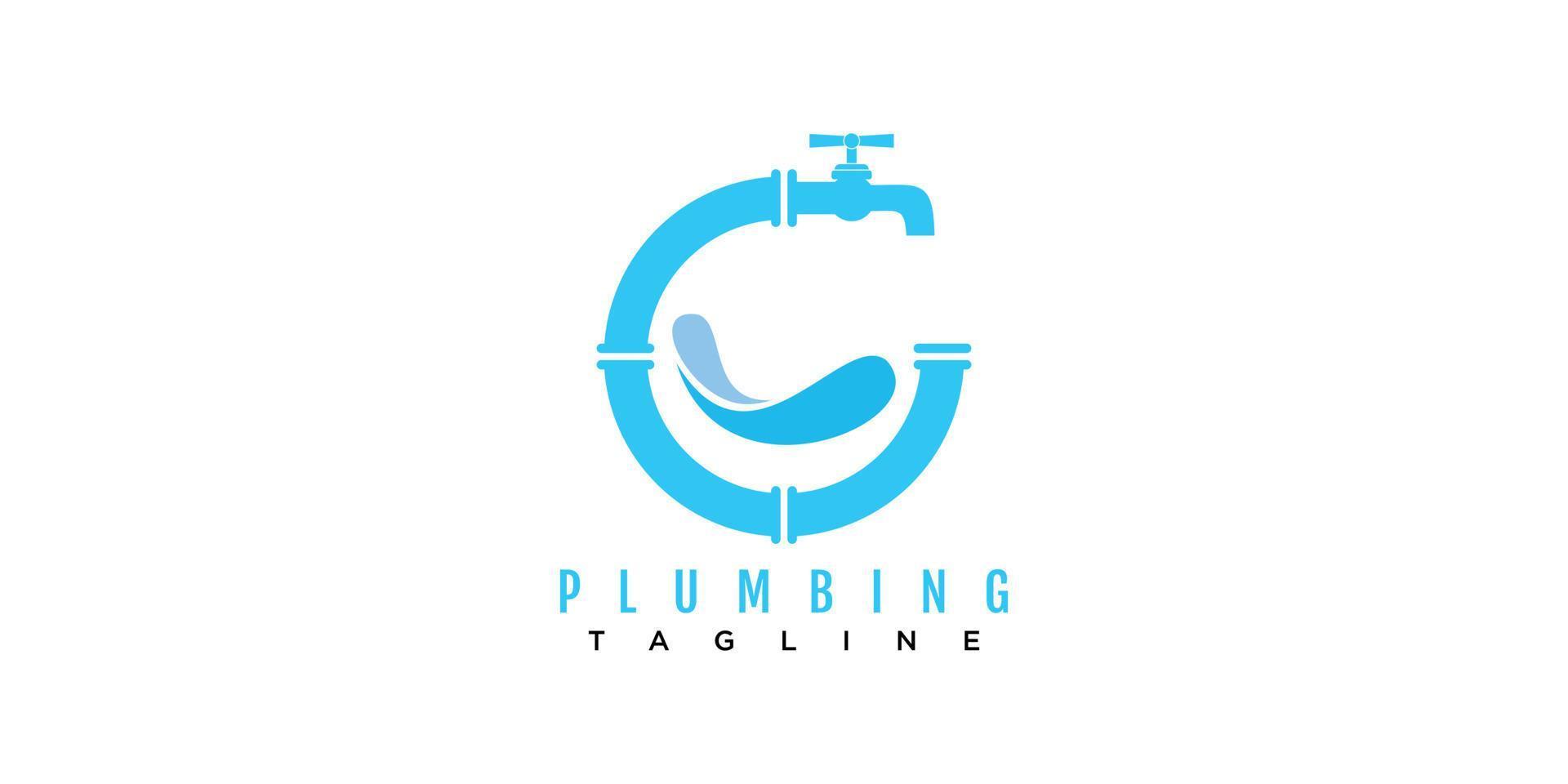 Plumbing logo icon illustration design vector for installation pipe business