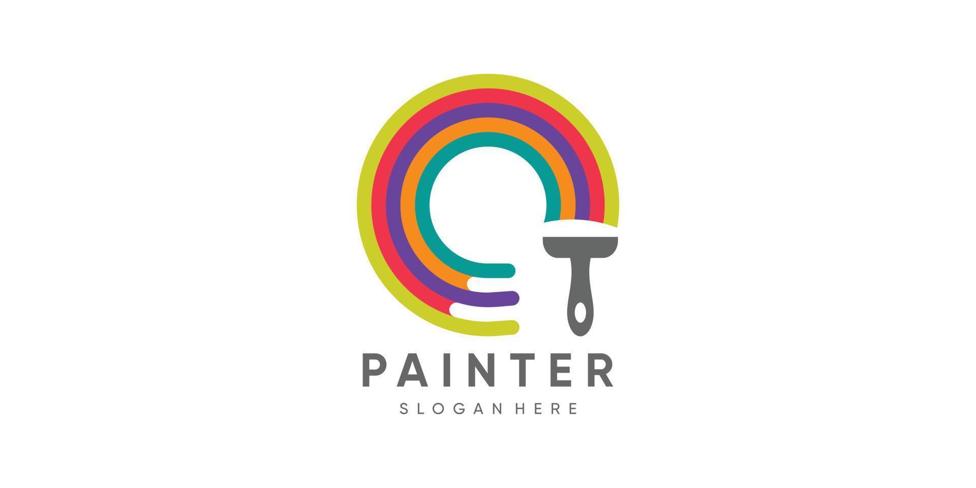 diseño de logotipo de pintura para vector premium de negocios y construcción