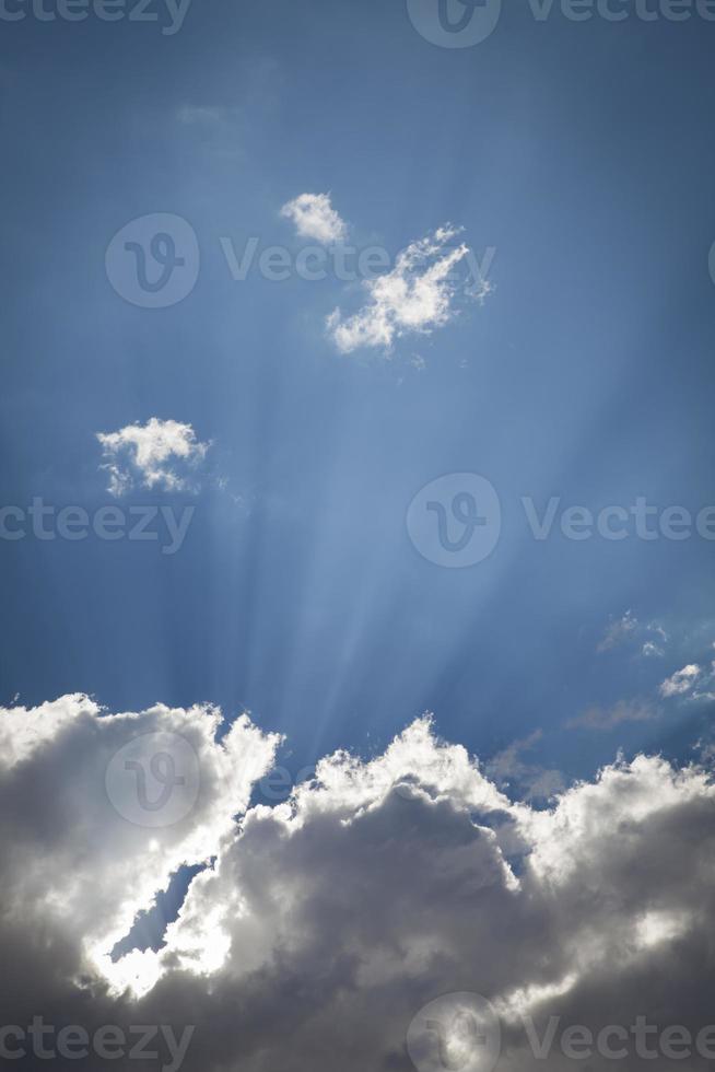 Silver Lined Storm Clouds with Light Rays and Copy Space photo