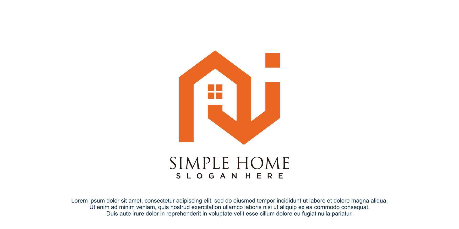 Simple home logo with initials aj concept design illustration vector