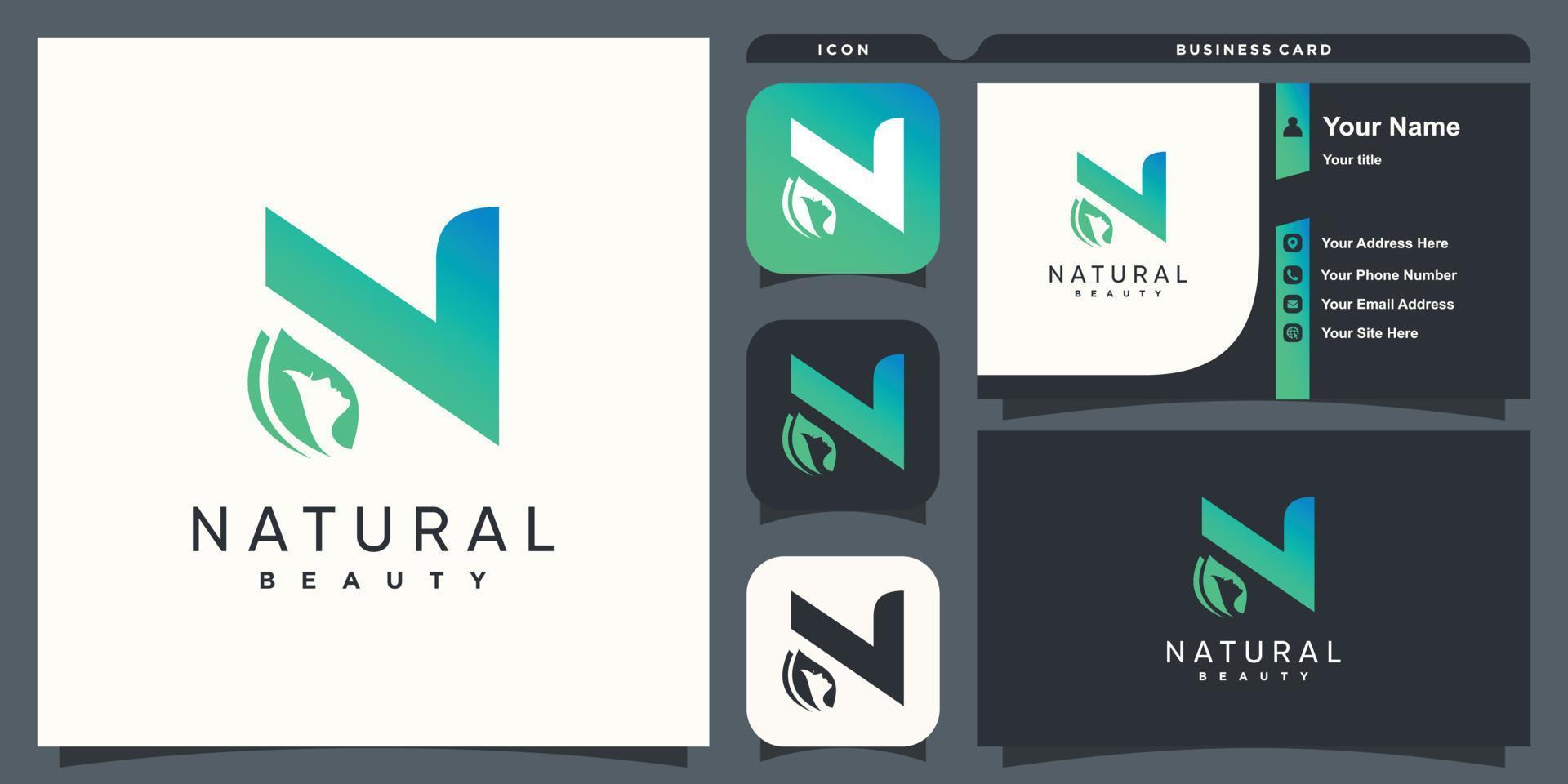 logotipo de belleza natural con vector premium de concepto creativo fresco y moderno