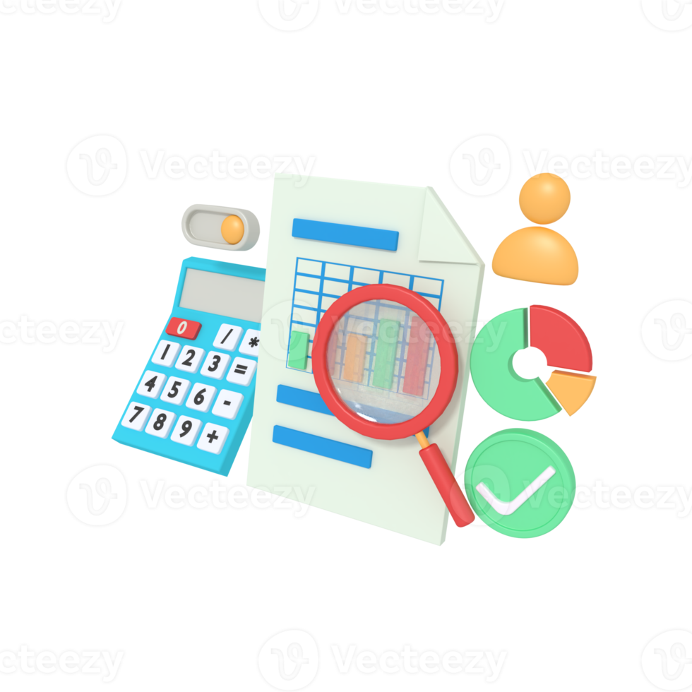 3d illustration of searching SEO calculate png