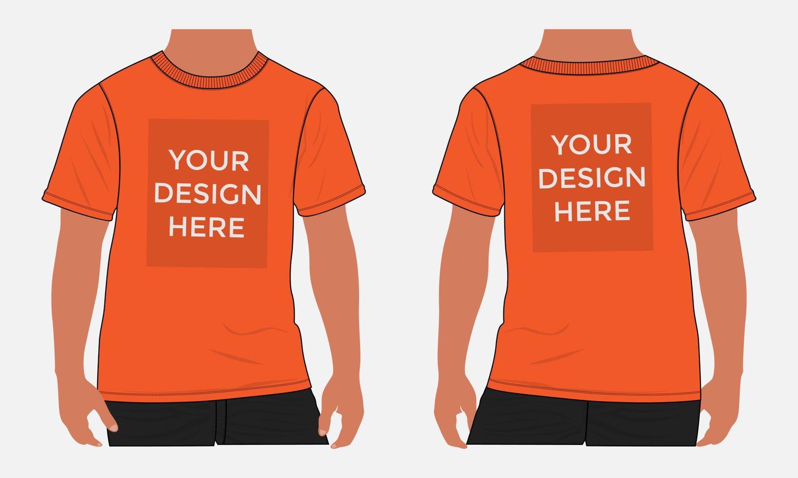 Short sleeve t shirt vector illustration mockup template For Men's and boys.