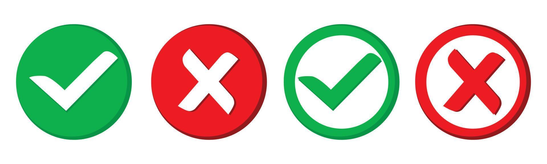 Check mark and X mark icon vector