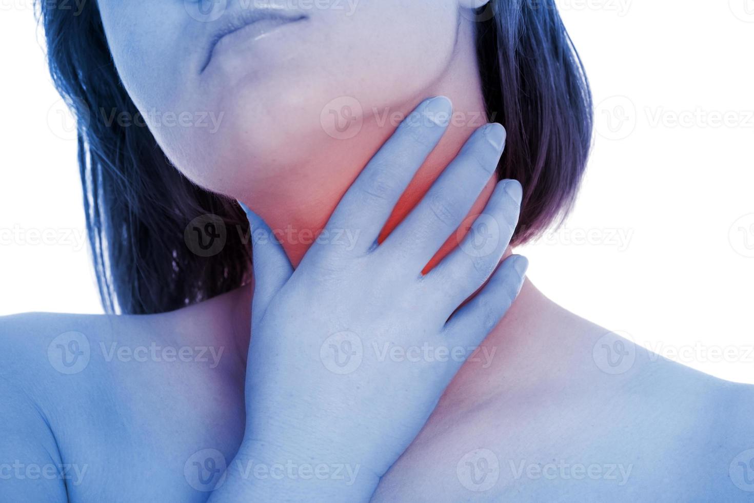 Woman with throat pain photo