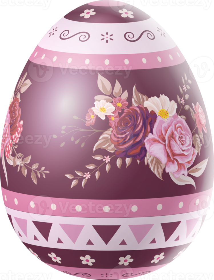 Happy Easter Day colorful egg rose isolated png