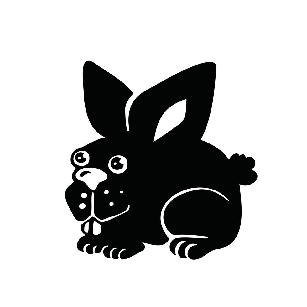 cartoon cute hare curled up silhouette , vector