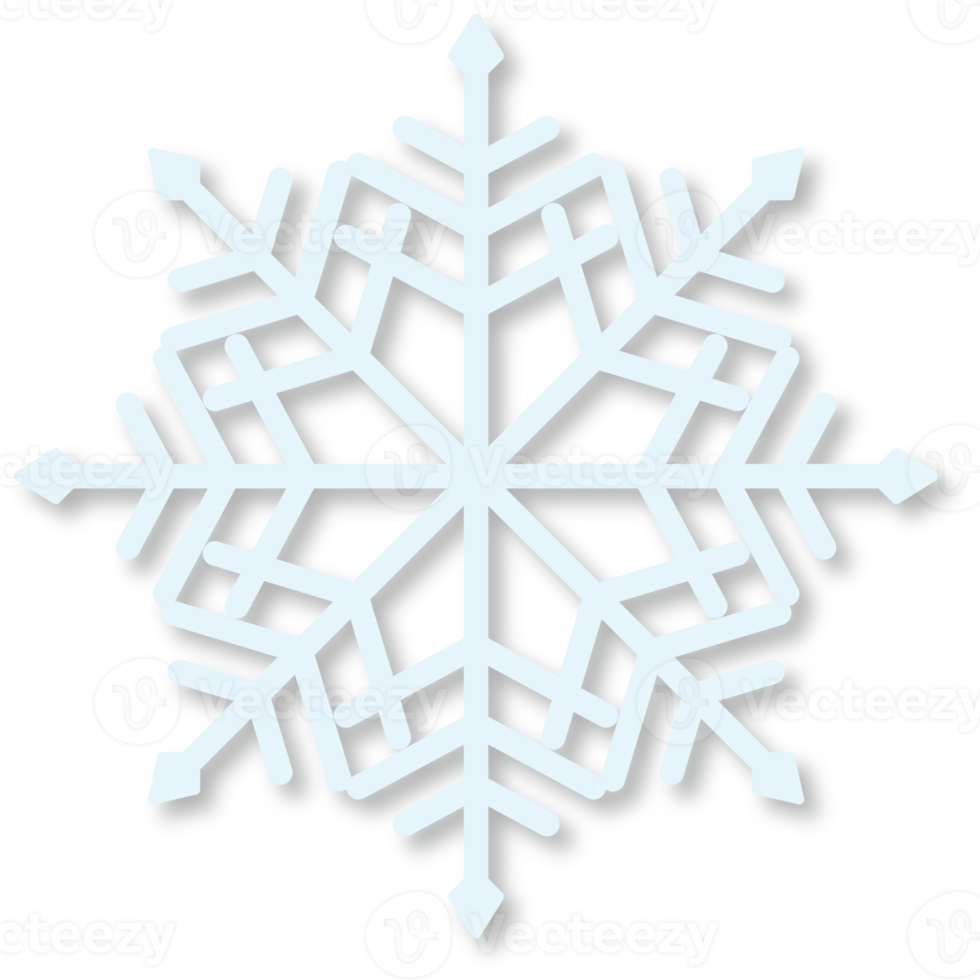 Blue Illustrated Snowflake with Shadow png