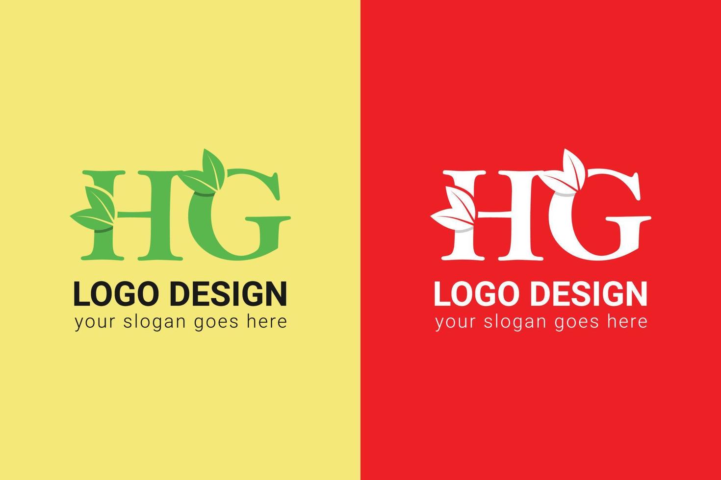 logotipo de letras hg de ecología con hoja verde. logotipo ecológico de letras hg con hoja. tipografía vectorial para afiches naturales, emblema ecológico, identidad vegana, tarjetas de hierbas y botánicas, etc. vector