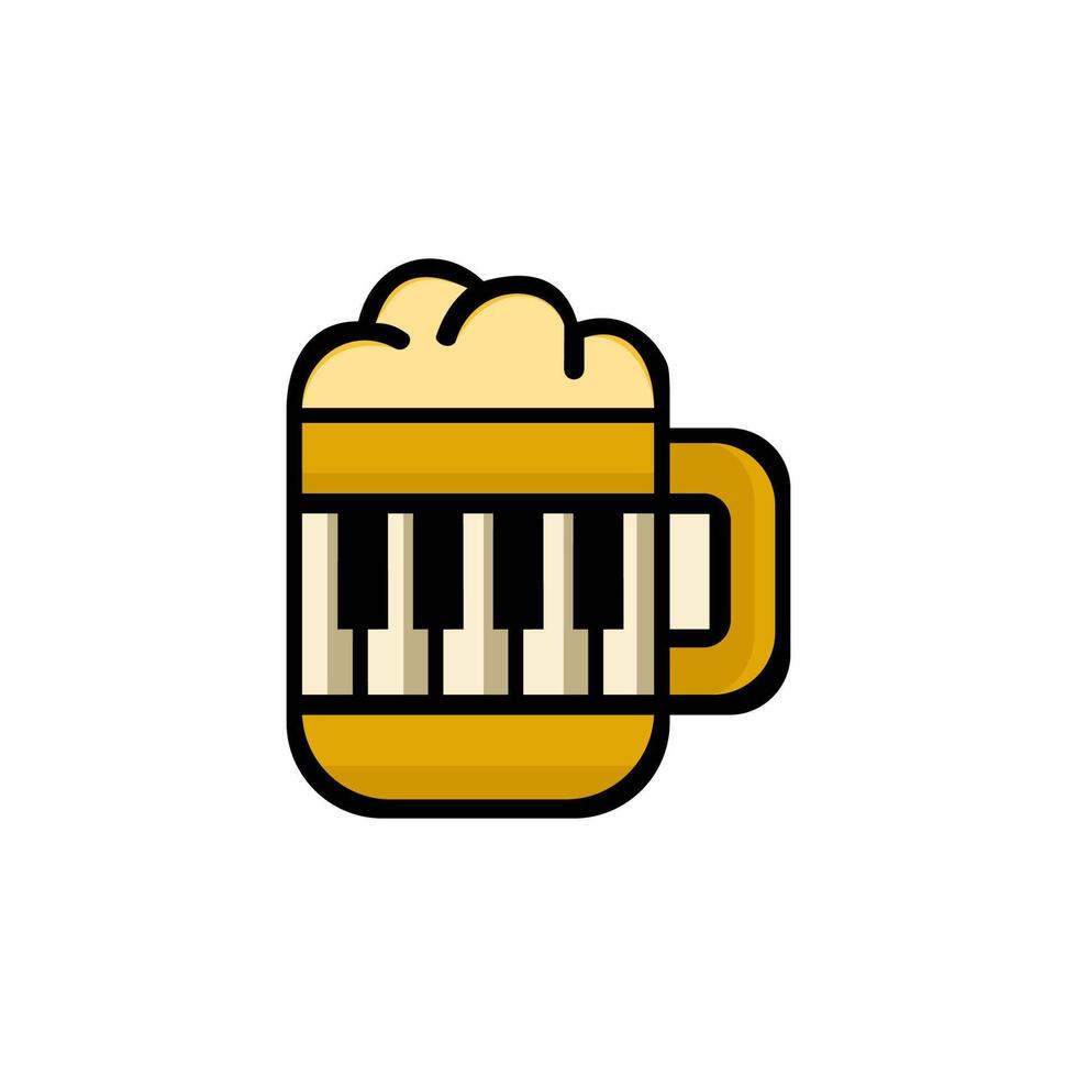 diseño creativo del logotipo de la música del piano del vaso de cerveza vector