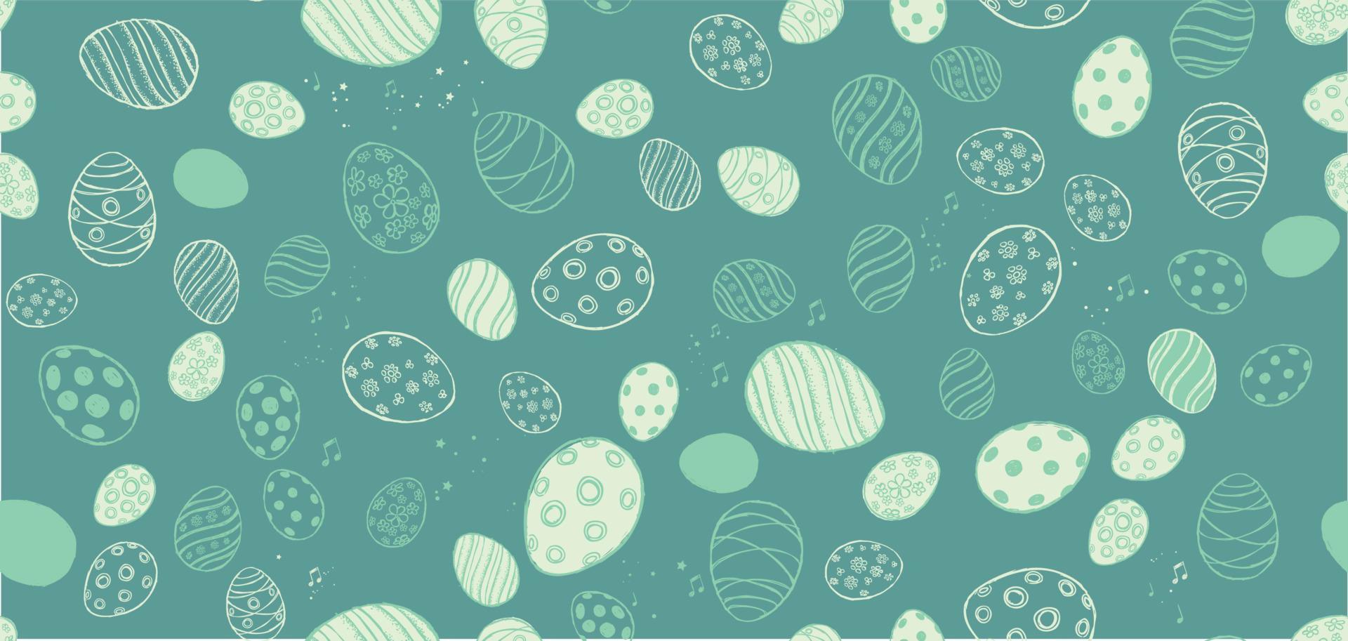 garabatear huevos decorativos y elementos para pascua. vector