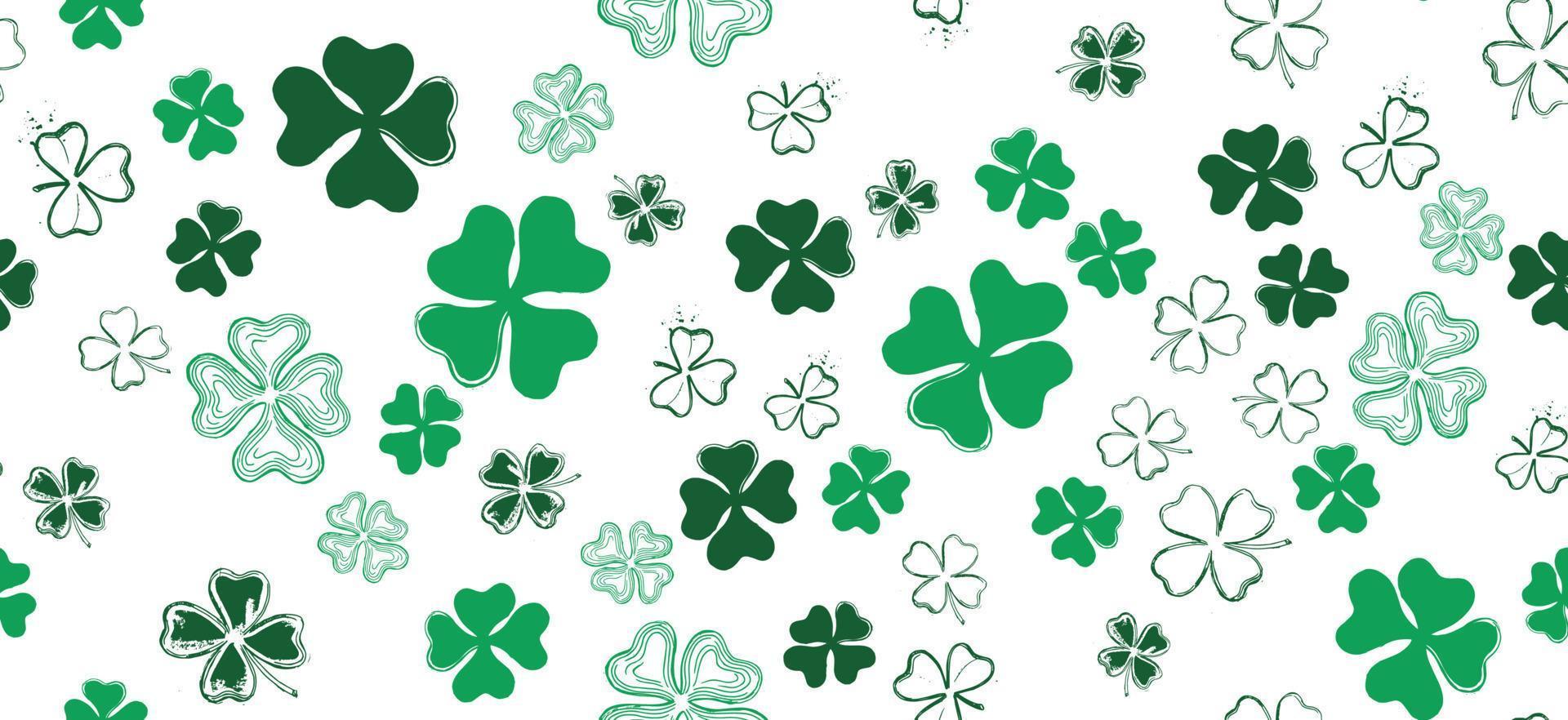 Saint Patricks Day, festive background with flying clover. vector