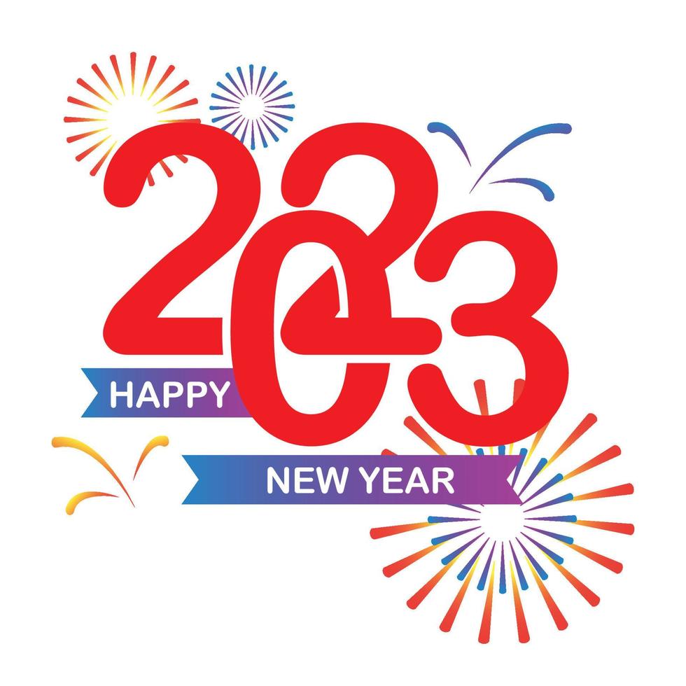 happy new year 2023 fire works background vector design