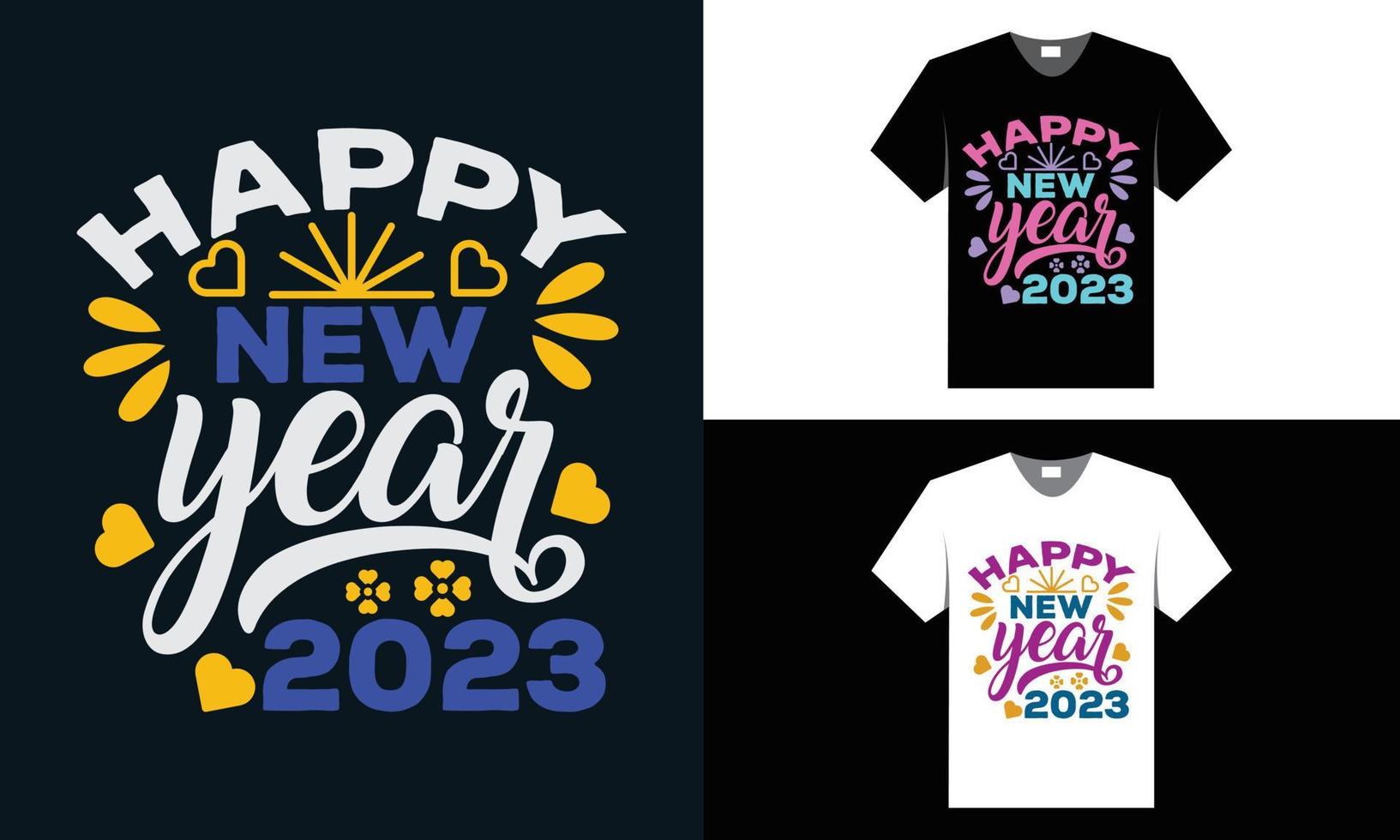 best typography t shirt design for happy new year 2023 vector