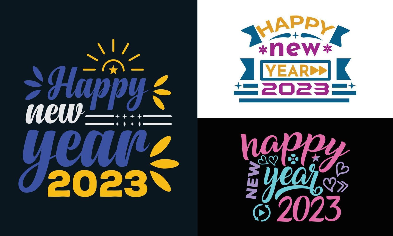 best typography t shirt design for happy new year 2023 vector