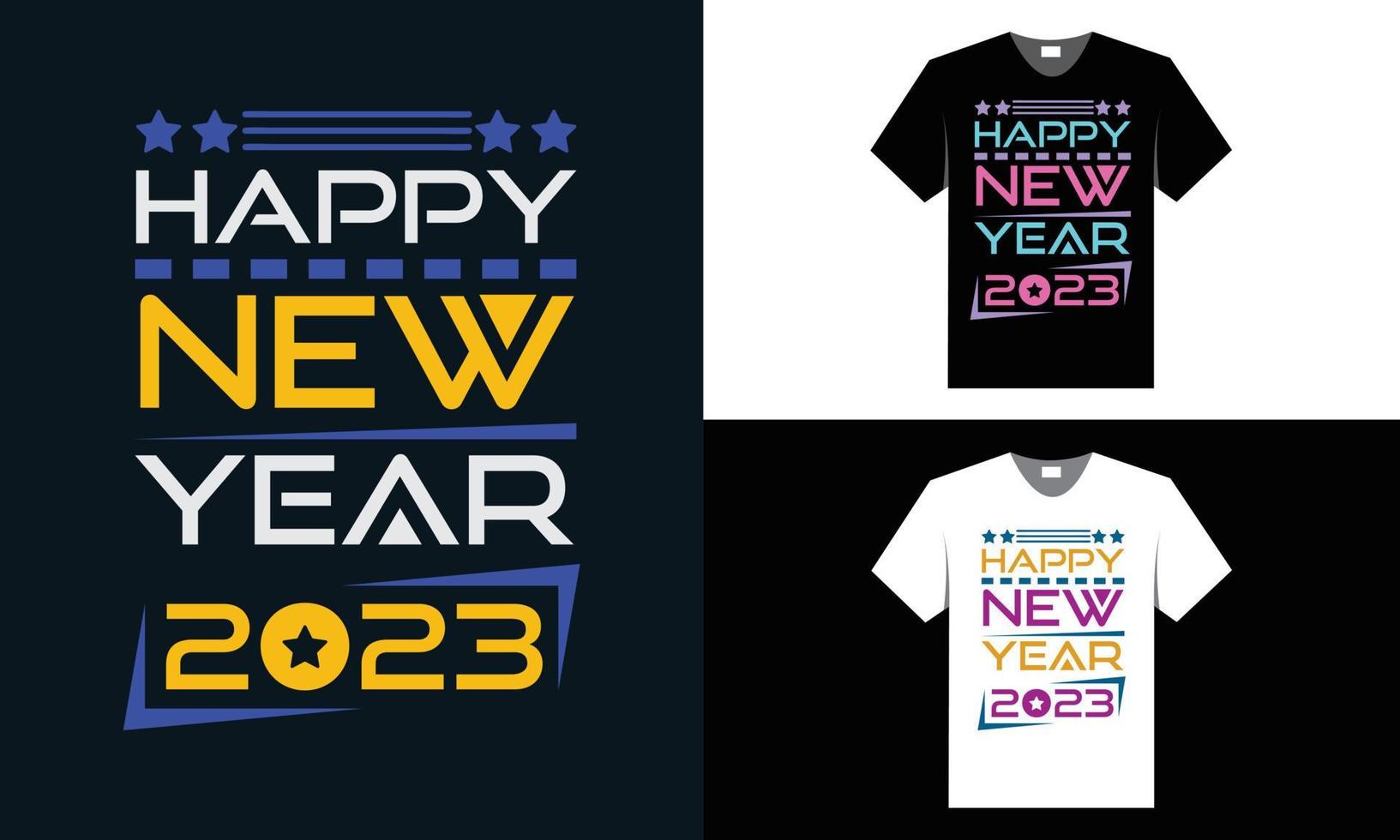 best typography t shirt design for happy new year 2023 vector