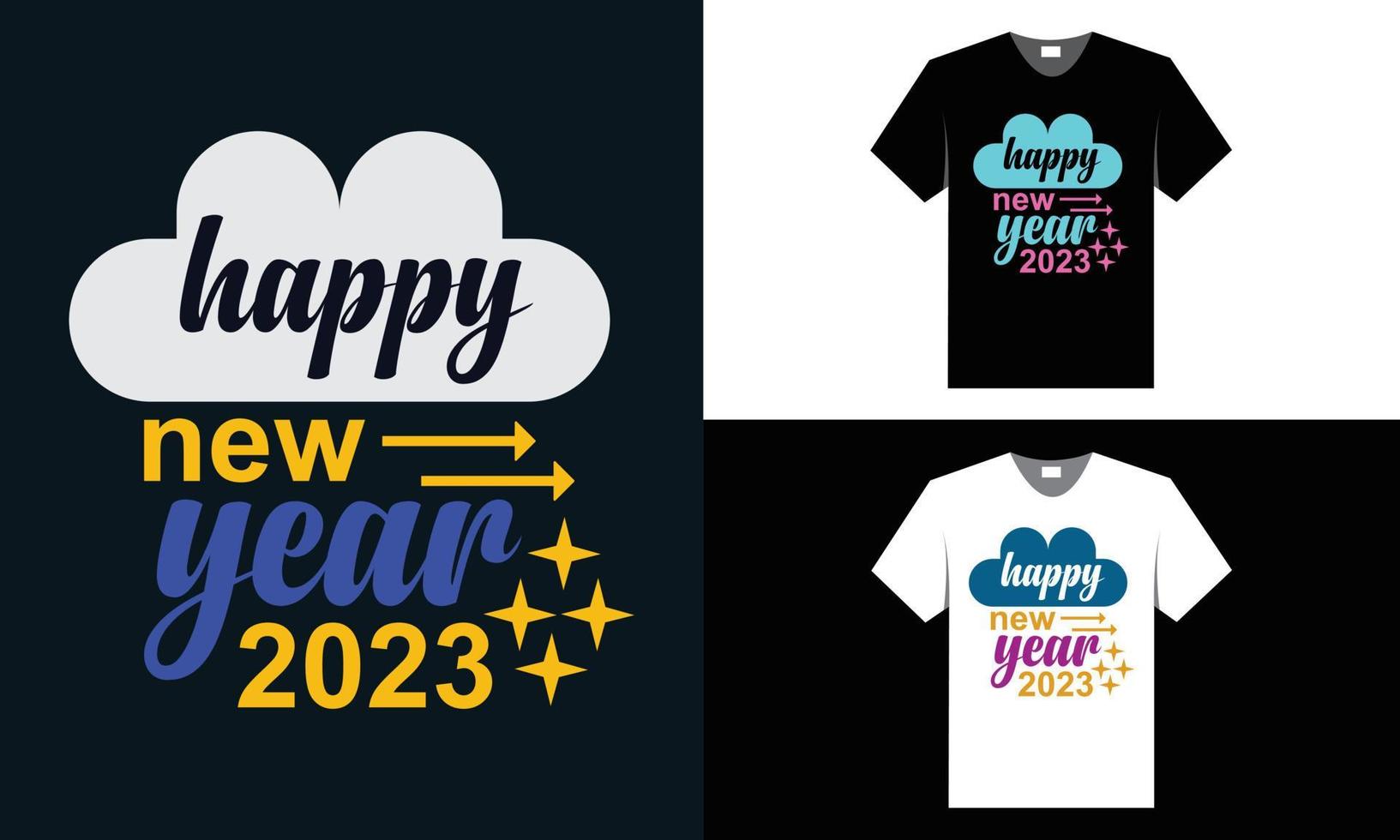 best typography t shirt design for happy new year 2023 vector