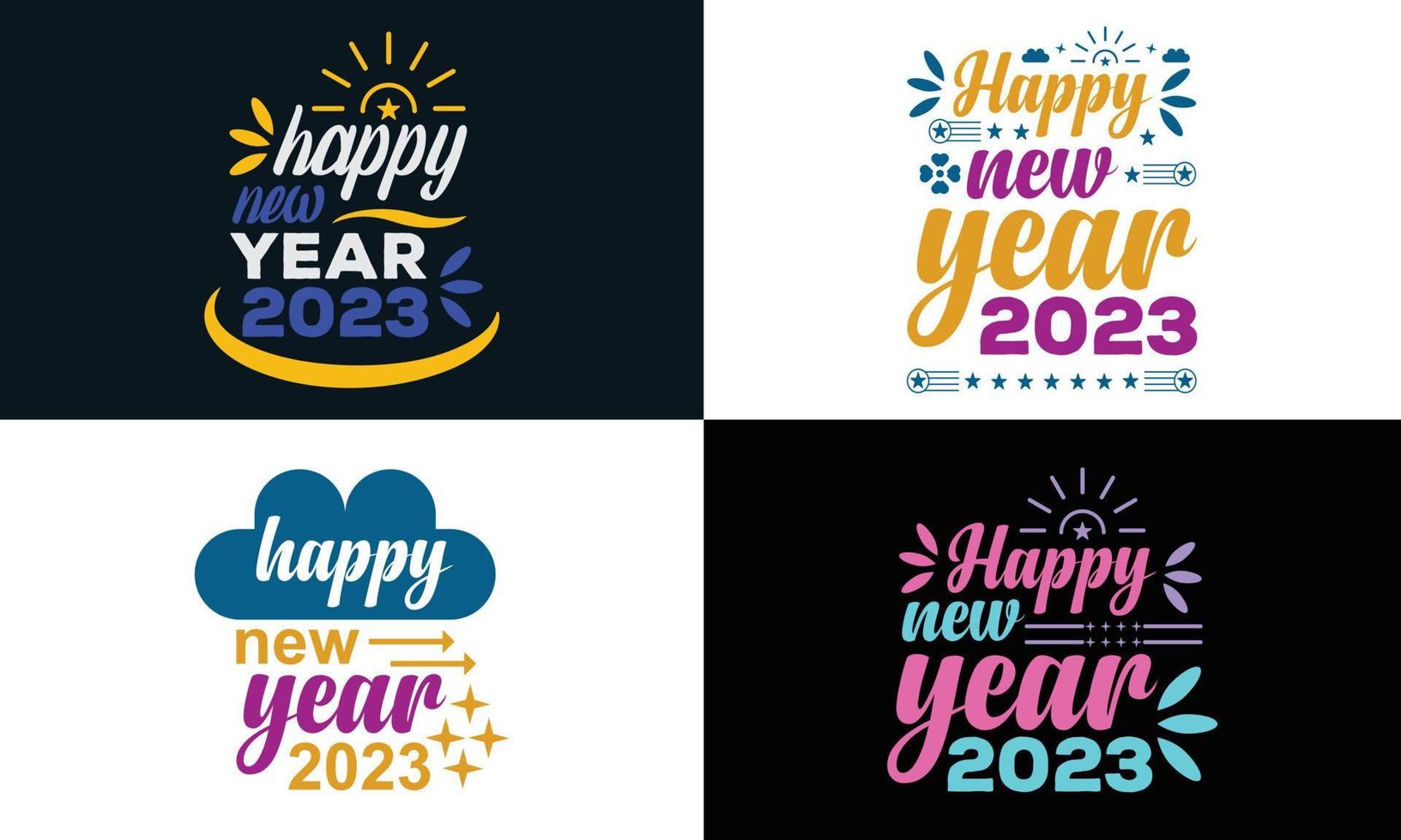 best typography t shirt design for happy new year 2023 vector