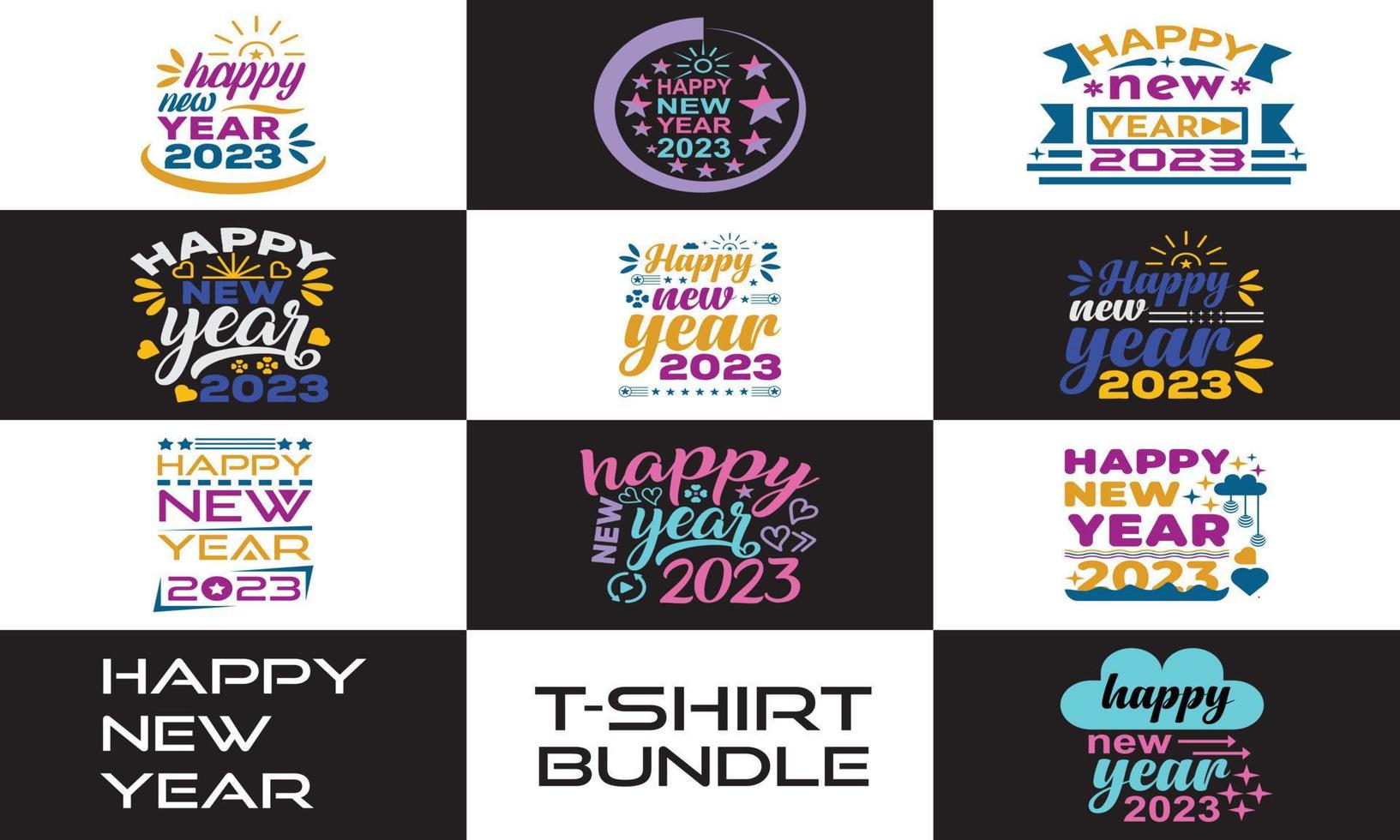 best typography t shirt design for happy new year 2023 vector