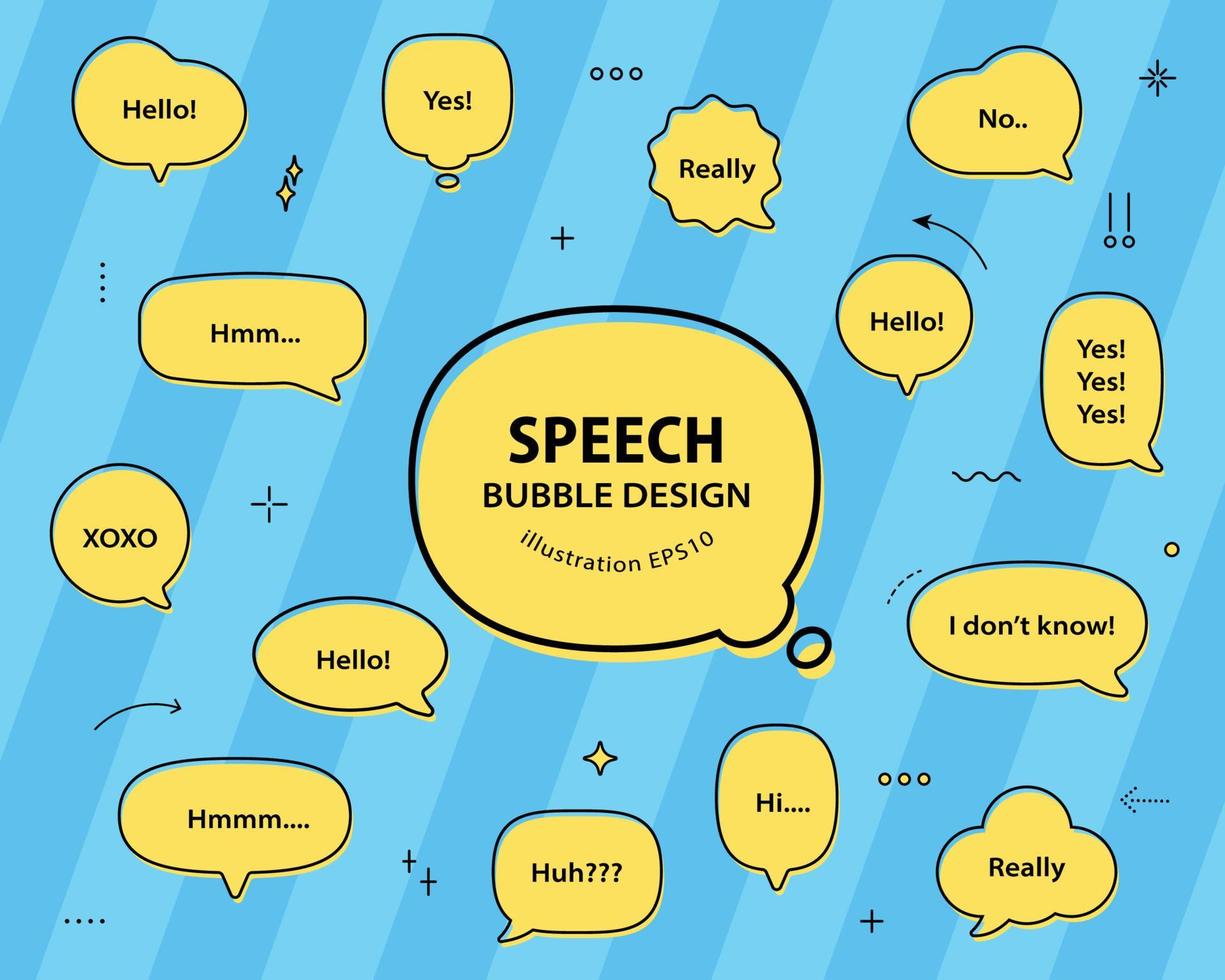 Set hand drawn speech bubbles. empty text box different shapes balloons vector