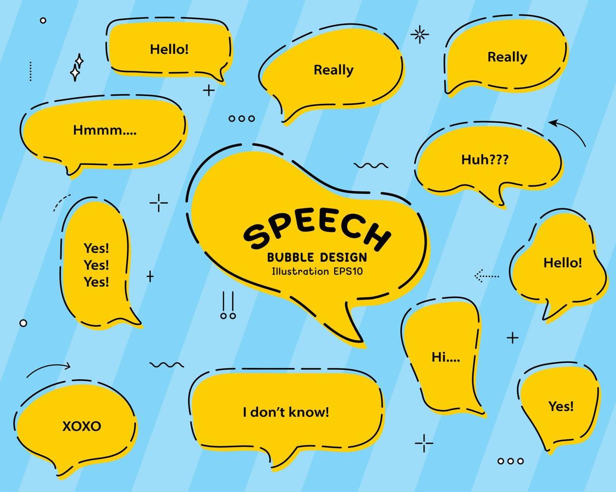 Set hand drawn speech bubbles. empty text box different shapes balloons vector