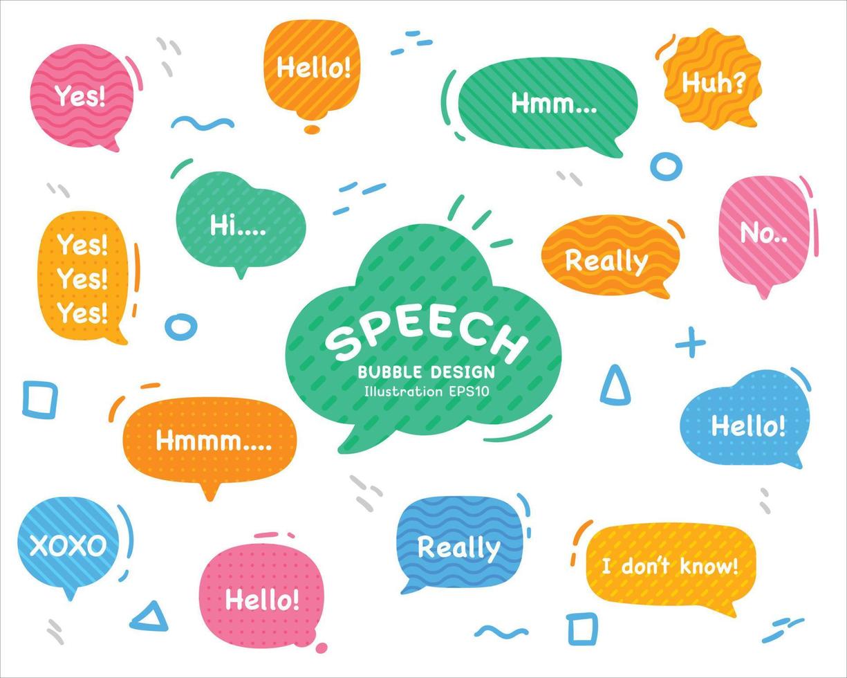 Set hand drawn speech bubbles. empty text box different shapes balloons vector