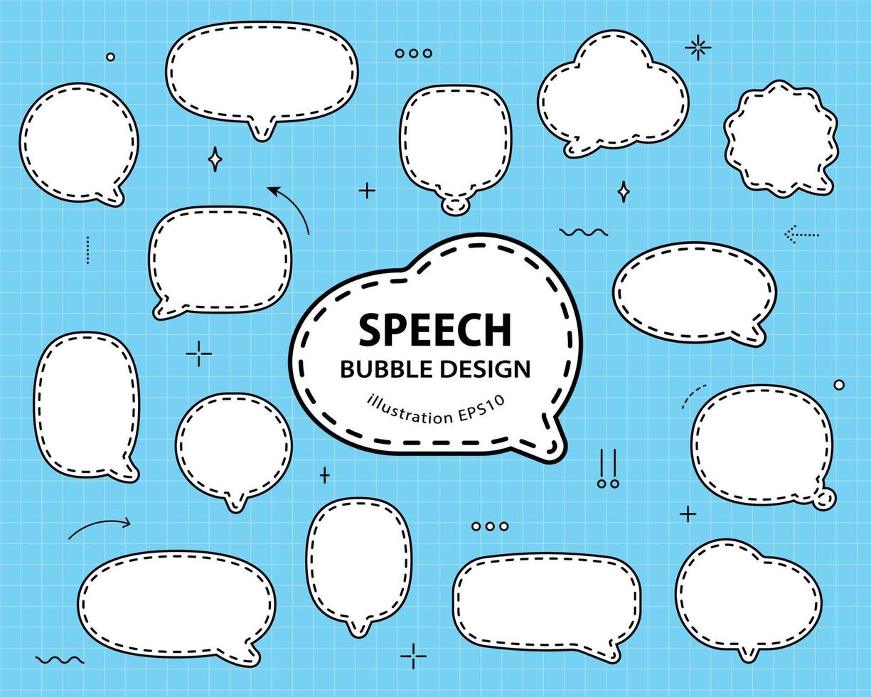 Set hand drawn speech bubbles. empty text box different shapes balloons vector