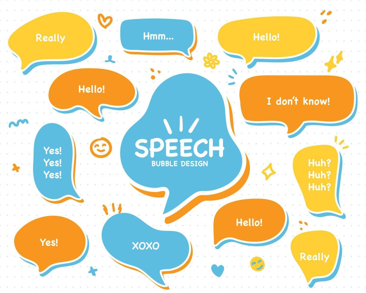 Set hand drawn speech bubbles. empty text box different shapes balloons vector