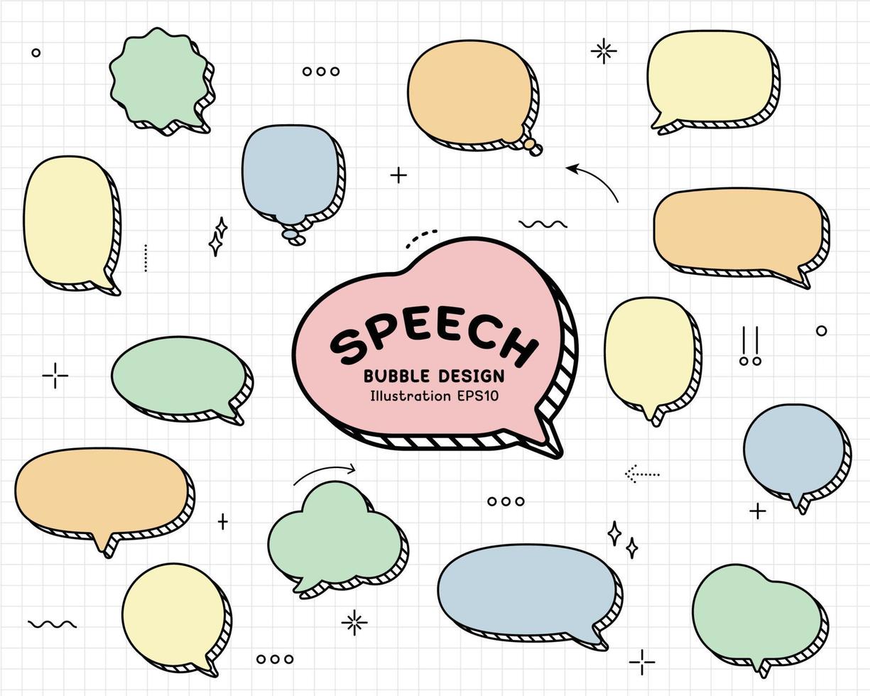 Set hand drawn speech bubbles. empty text box different shapes balloons vector