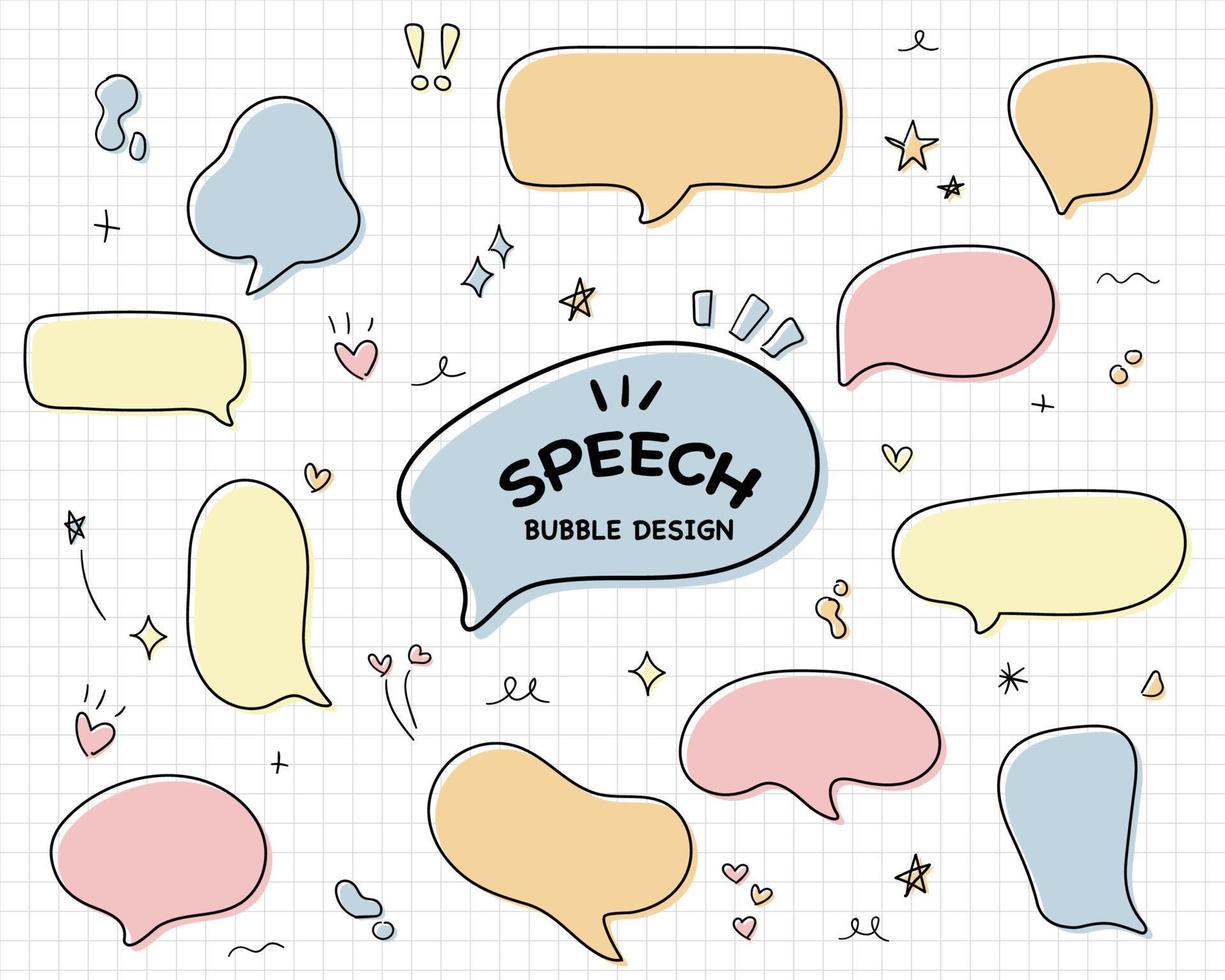 Set hand drawn speech bubbles. empty text box different shapes balloons vector