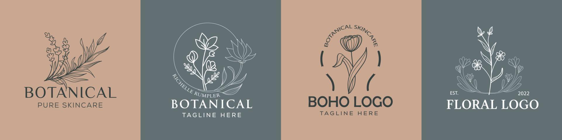 colección de logotipos boho dibujados a mano vector