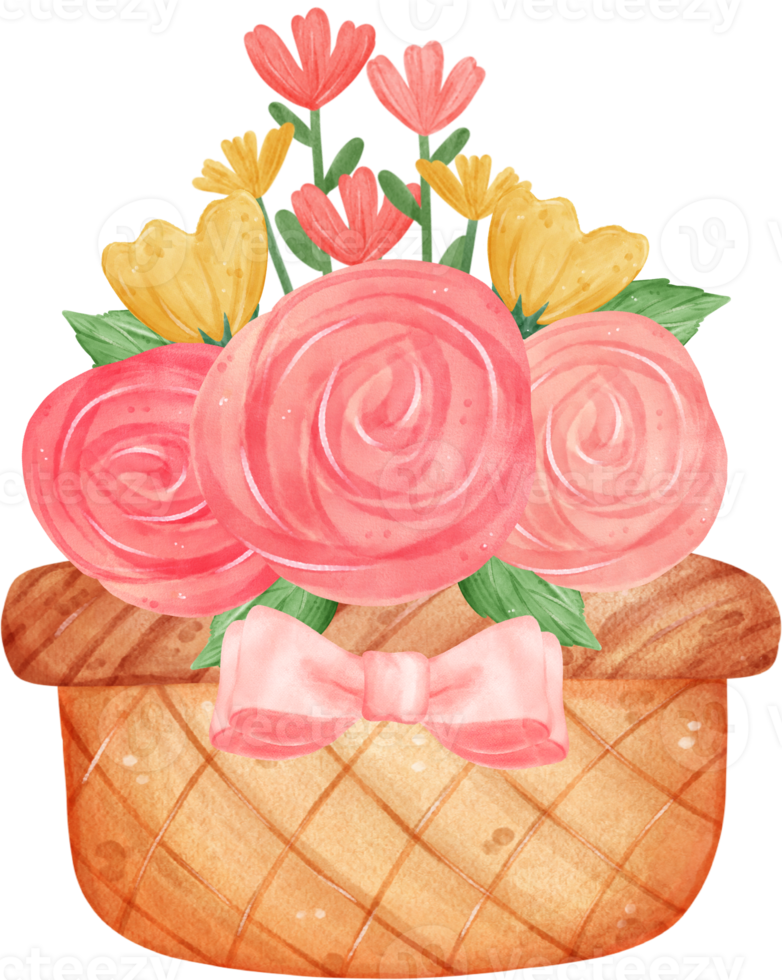 cute sweet Valentine flower heart bouquet watercolour png