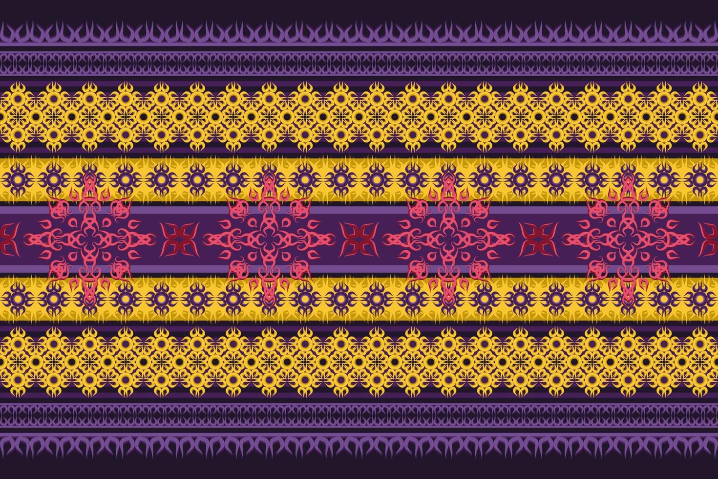 Ethnic fabric pattern Designed from geometric shapes Ethnic Asian style fabric pattern Used for home decoration, carpet work, indoor and outdoor use. vector