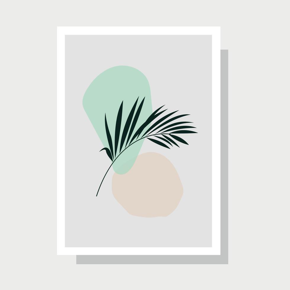 Botanical wall art vector. Foliage line art drawing with abstract shape. Abstract Plant Art design for print, cover, wallpaper, Minimal and natural wall art. Vector illustration.