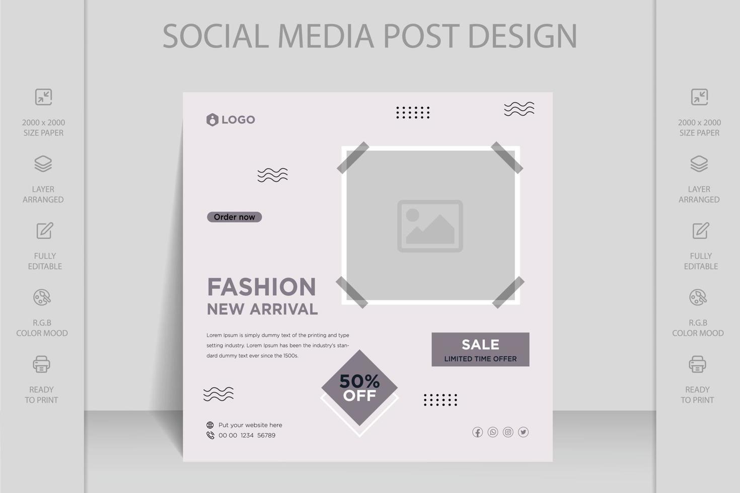 Facebook, Instagram and social media post web banner template for online fashion sale vector