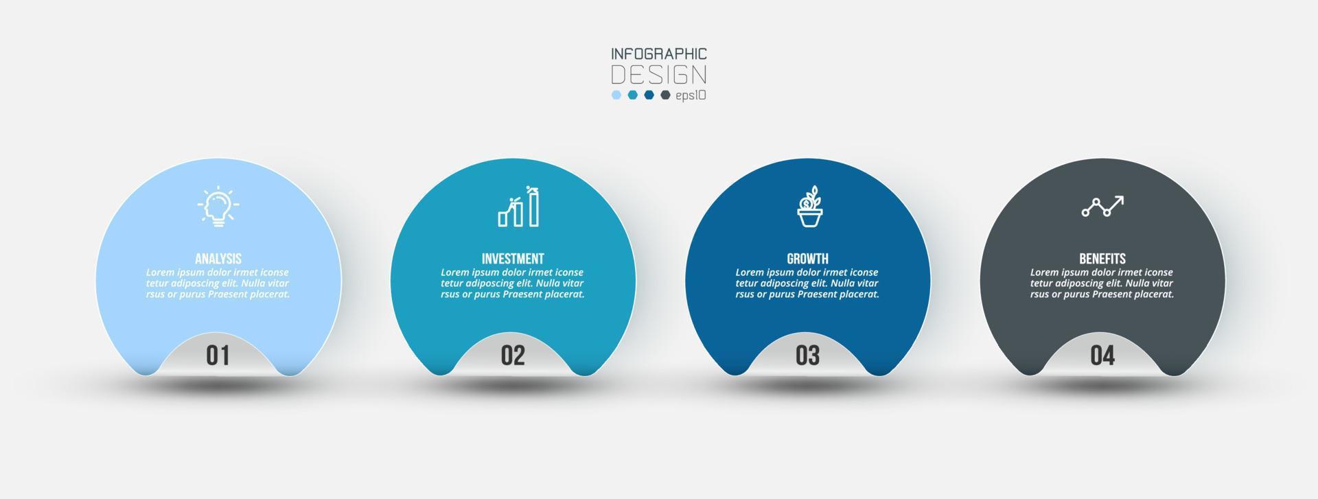 concepto de negocio de plantilla infográfica con paso. vector