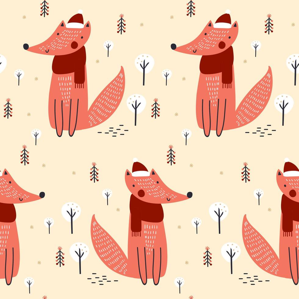 Seamless pattern with fox. Vector