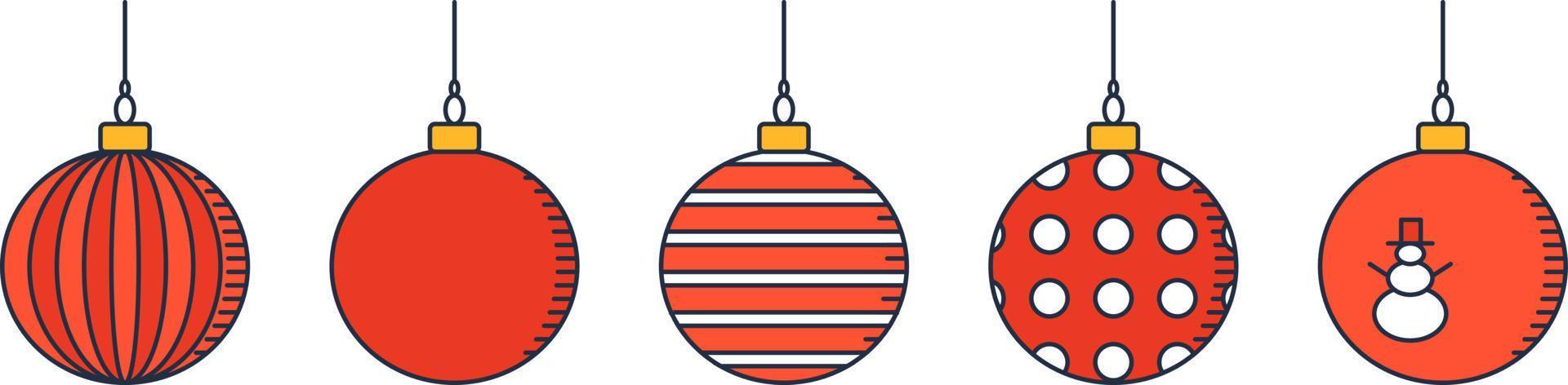 conjunto de iconos de vector de decoración de adornos navideños clásicos