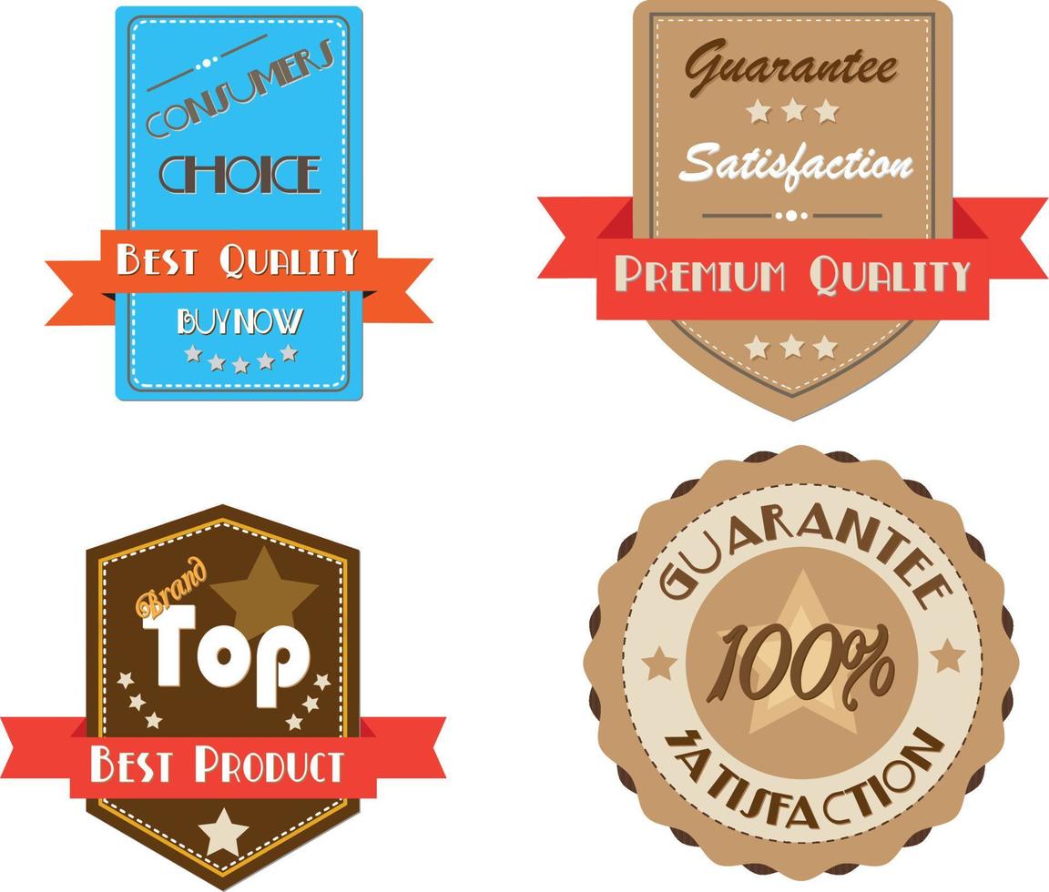 guarantee satisfaction 100 percent retro badge vector