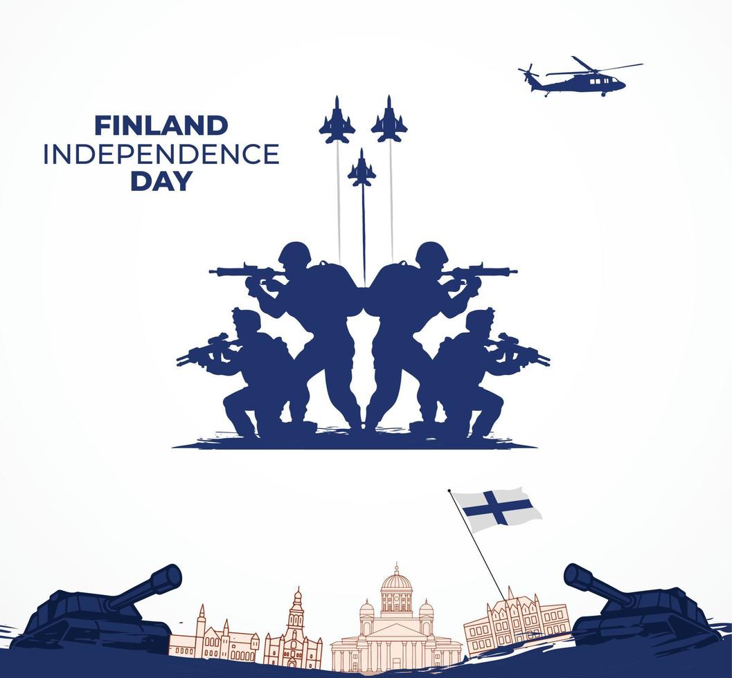 Finland Independence Day. 6 December. Finland Defense Day concept. Template for background, banner, card, poster. Vector illustration.