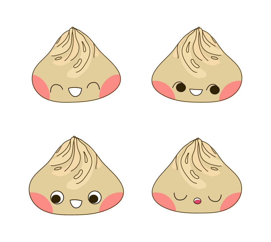 Xiao Long Bao set of dumpling characters vector illustration