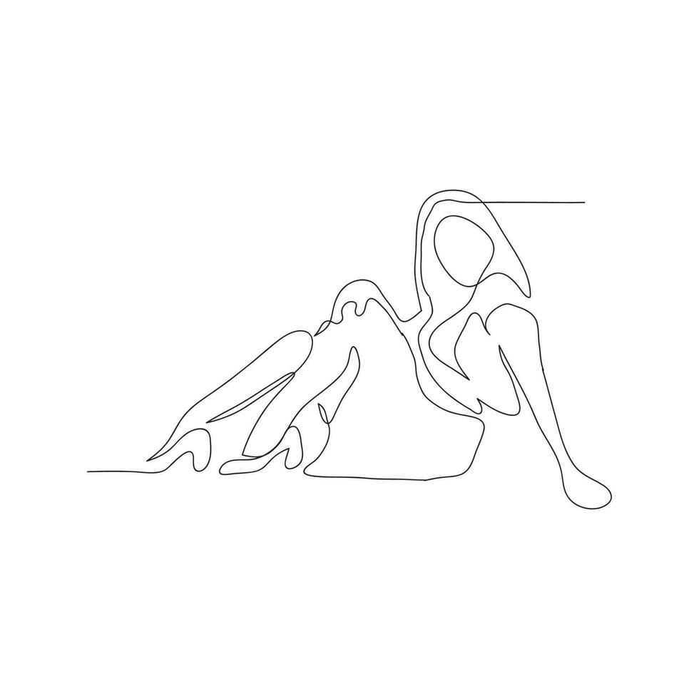continuous line of beautiful women posing vector