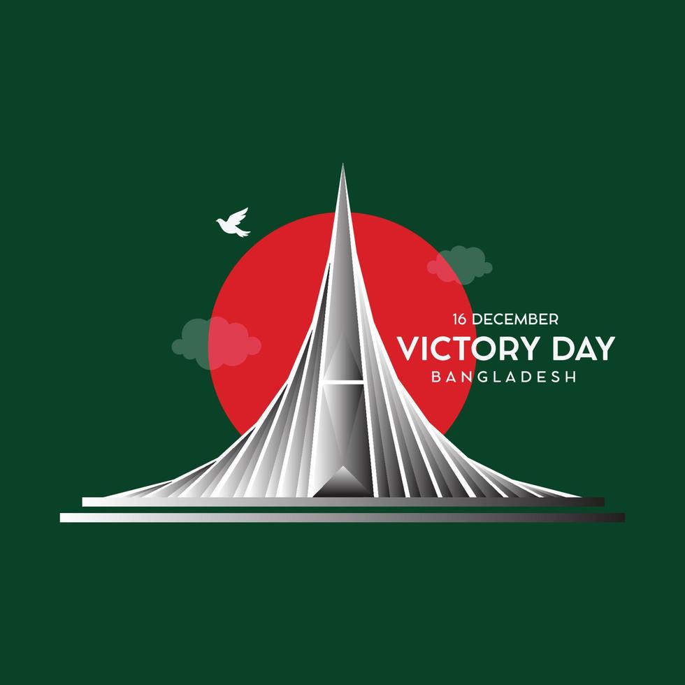 16 de diciembre día de la victoria bangladesh ilustración vectorial con el monumento nacional de los mártires llamado sriti shoudho. banner del día de la victoria, afiche, diseño de plantilla de tarjeta de felicitación. fondo del día de la victoria vector