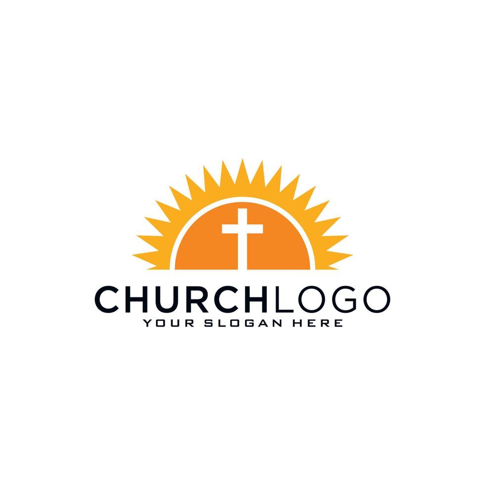 Church logo. Christian symbols. The Cross of Jesus, the fire of the Holy Spirit and the dove. vector