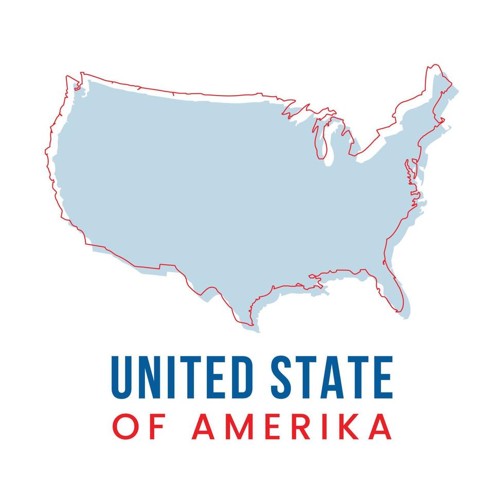 Outline Map of United States Vector Design Template.