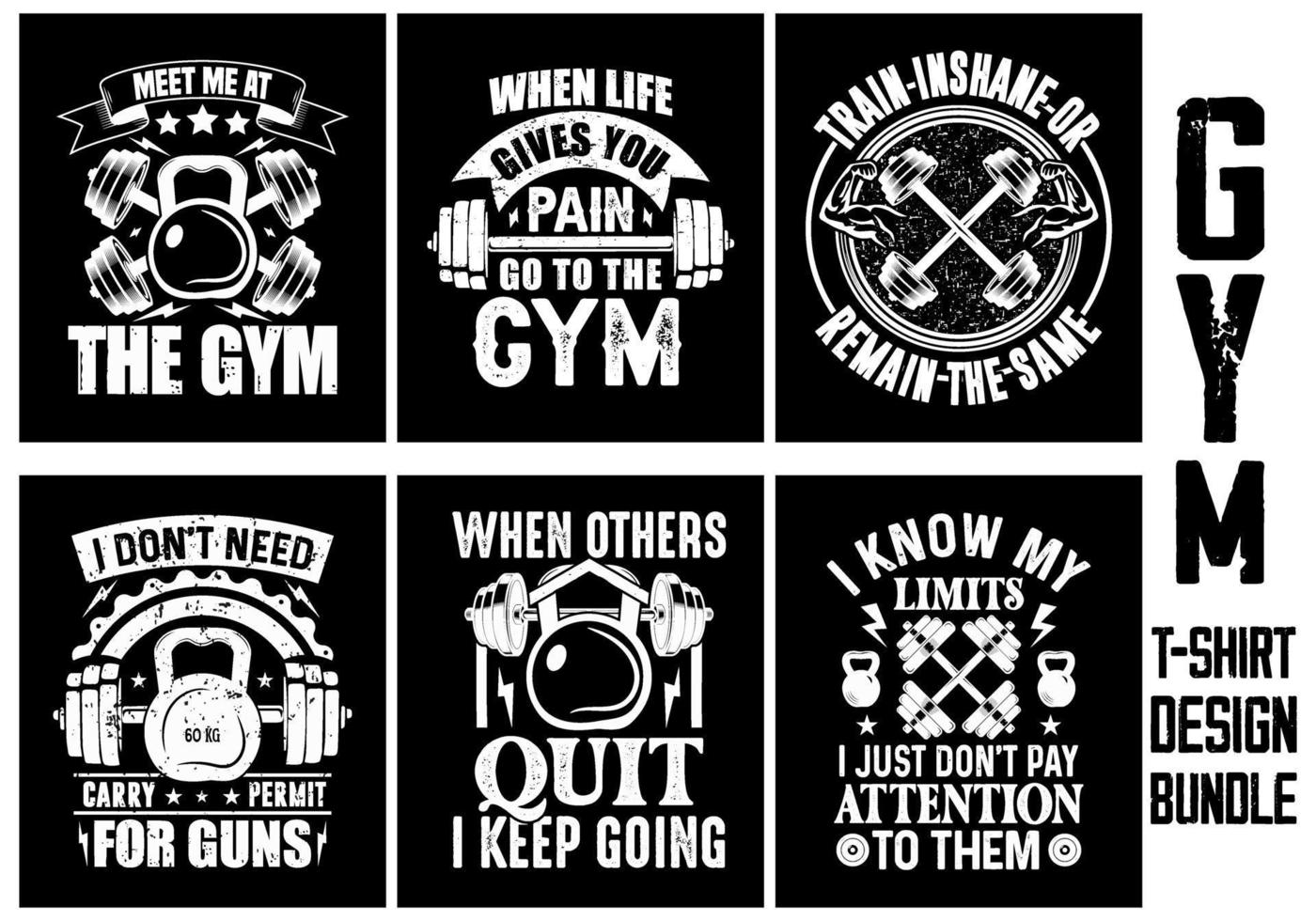 Gym T shirt design bundle, Gym quote bundle, set of Workout t shirt design vector